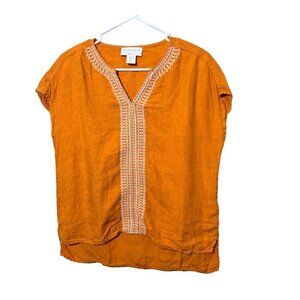 House of Harlow 1960 Blouse XS Linen Embroidered Boho Woven Resort Wear Beach